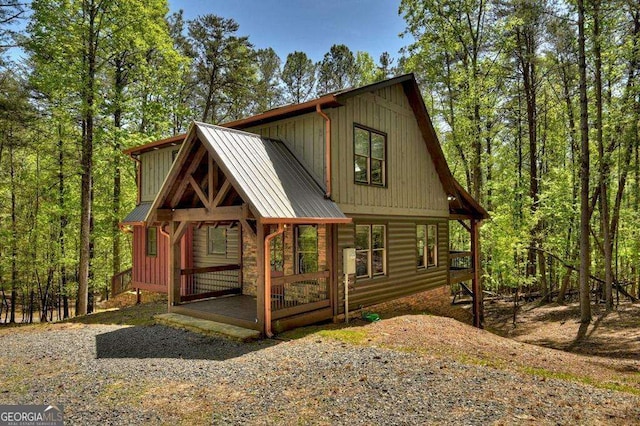 view of log home