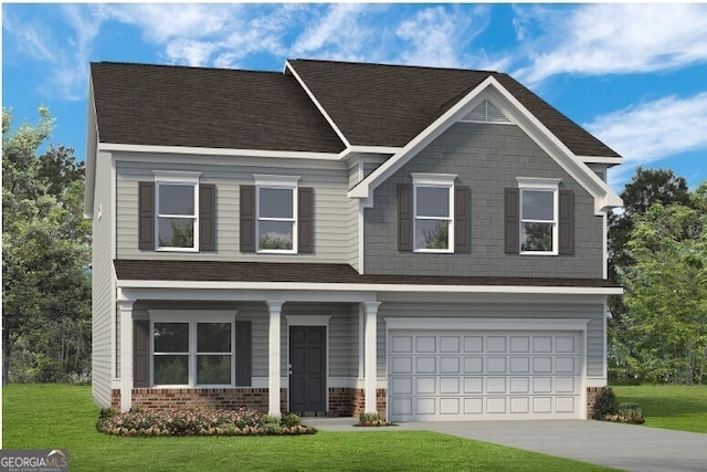 craftsman-style house with a garage and a front yard