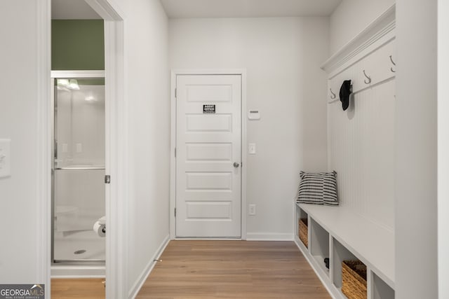 mudroom featuring light hardwood / wood-style floors