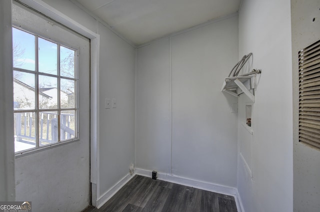 washroom featuring plenty of natural light and dark hardwood / wood-style flooring