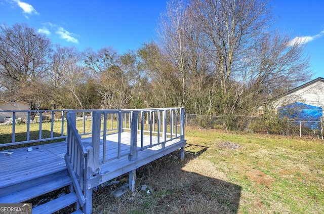 view of yard with a deck