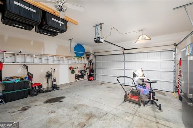 garage with a garage door opener