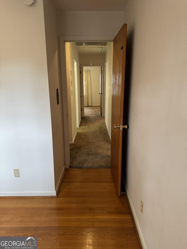 hall featuring wood-type flooring