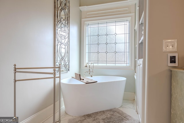 bathroom featuring a wealth of natural light and a bathing tub