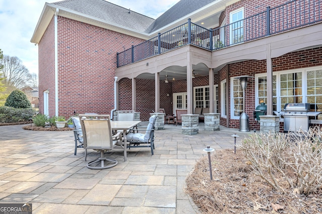 view of patio / terrace featuring a balcony and grilling area