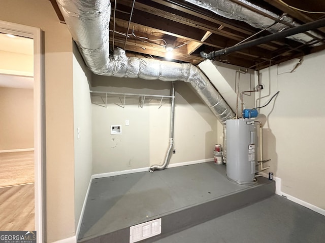 basement with water heater