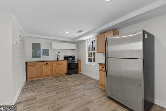 kitchen with sink, light hardwood / wood-style flooring, and stainless steel appliances