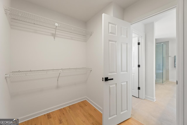 spacious closet featuring hardwood / wood-style flooring