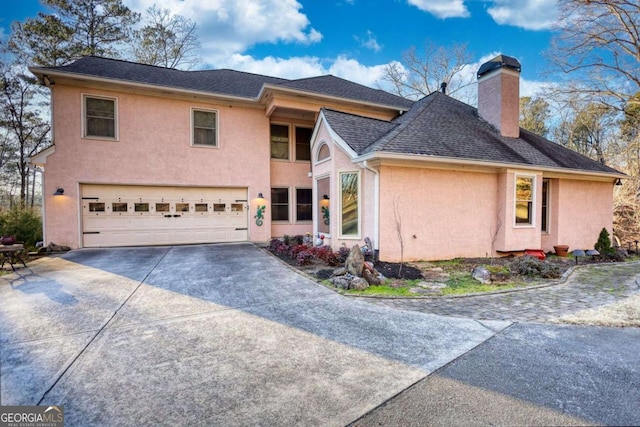 front facade with a garage