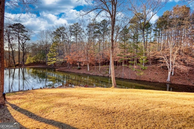 view of yard featuring a water view