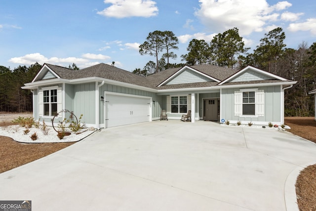 ranch-style home with a garage