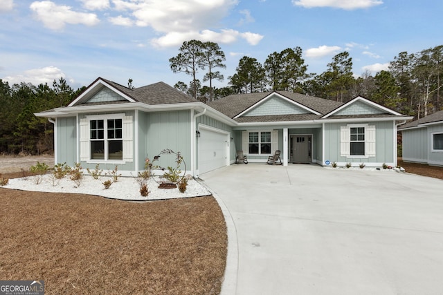 single story home with a garage