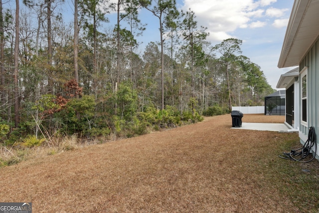 view of yard with a patio and a lanai