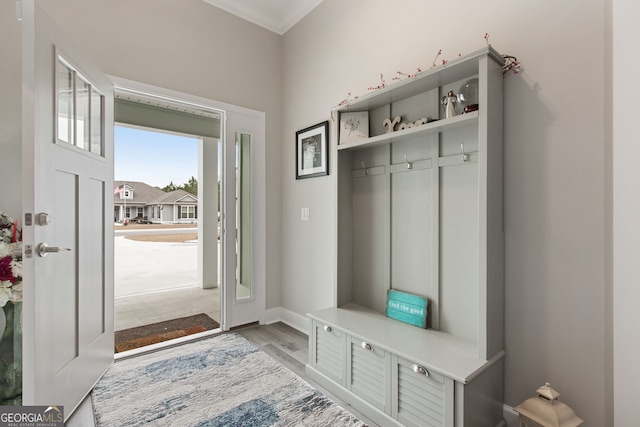 mudroom featuring light wood-type flooring