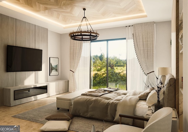 bedroom with light wood-type flooring