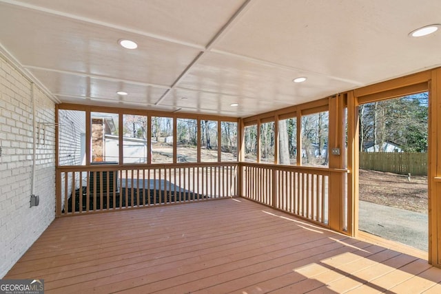 view of unfurnished sunroom