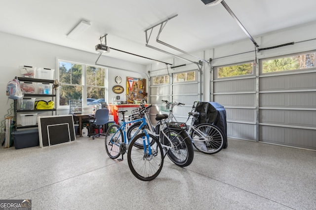 garage with a garage door opener