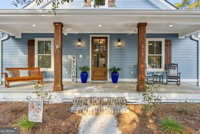 entrance to property with a porch