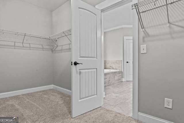 spacious closet with carpet flooring