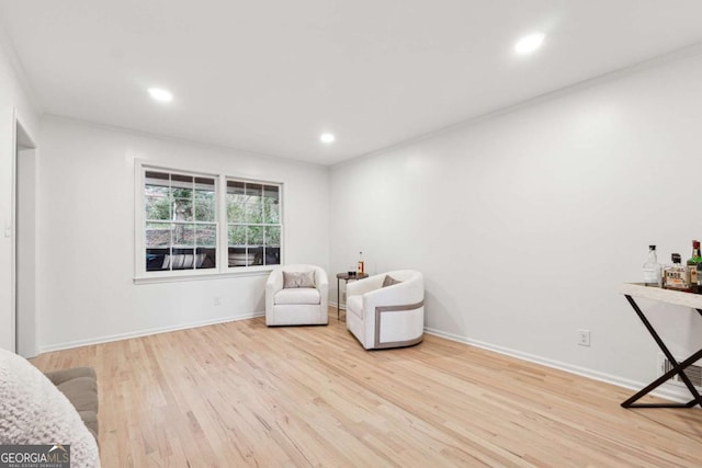 living area featuring light wood-type flooring