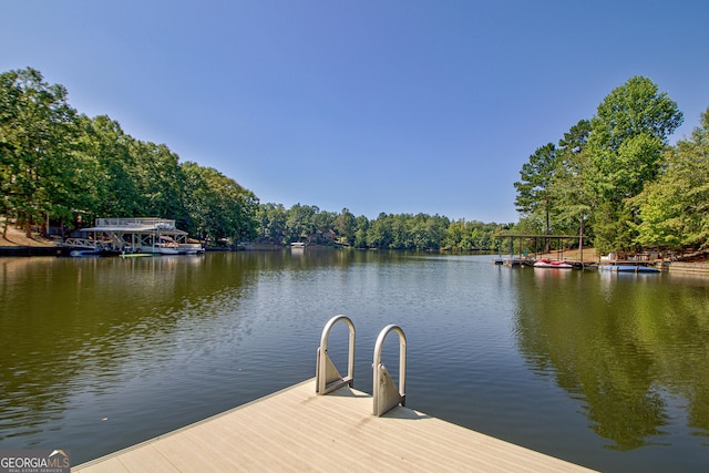 view of dock featuring a water view