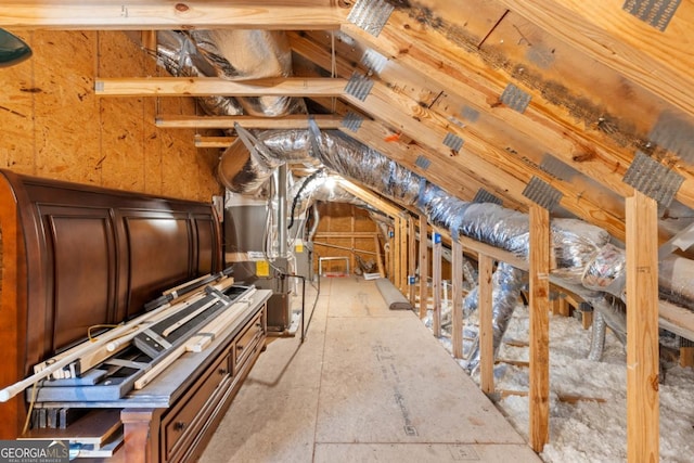 attic with heating unit