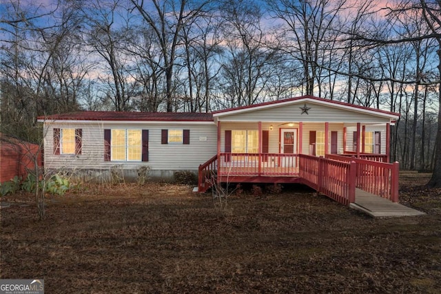 view of front of home featuring covered porch