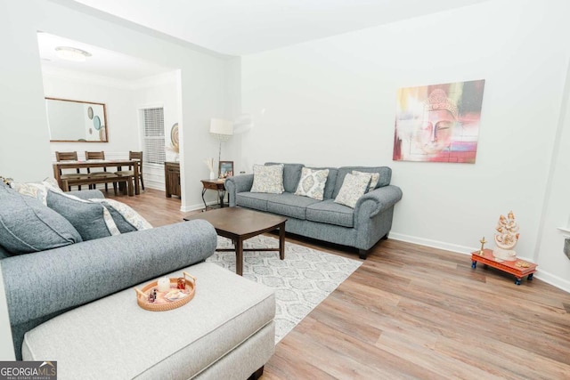 living room featuring light hardwood / wood-style flooring