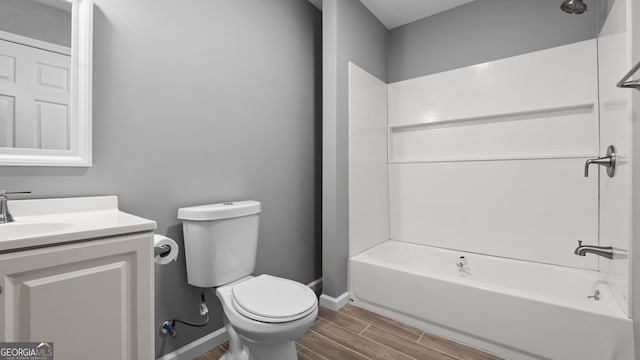 full bathroom with vanity, toilet, and shower / bathing tub combination