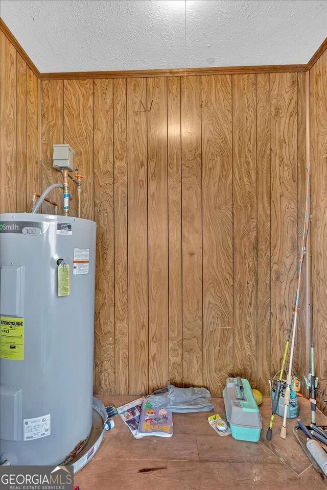 utility room with electric water heater