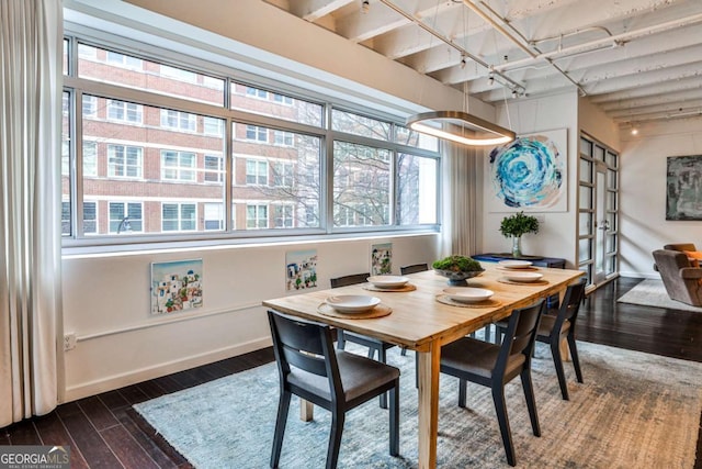 dining room featuring dark hardwood / wood-style flooring