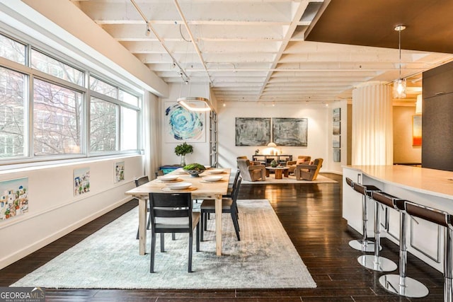 dining room with dark hardwood / wood-style floors