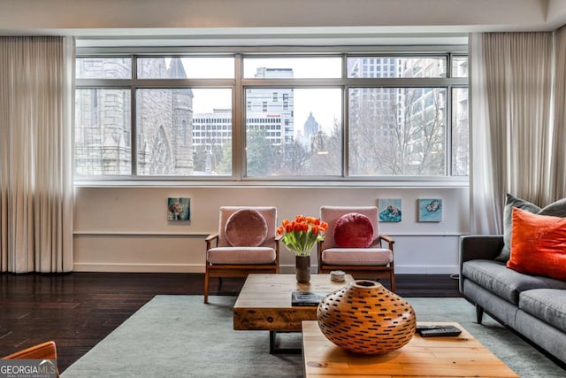 interior space featuring dark hardwood / wood-style flooring and plenty of natural light