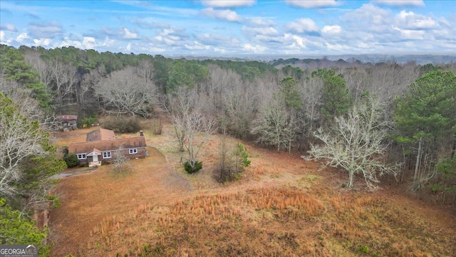 bird's eye view with a view of trees