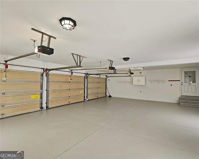 garage with a garage door opener