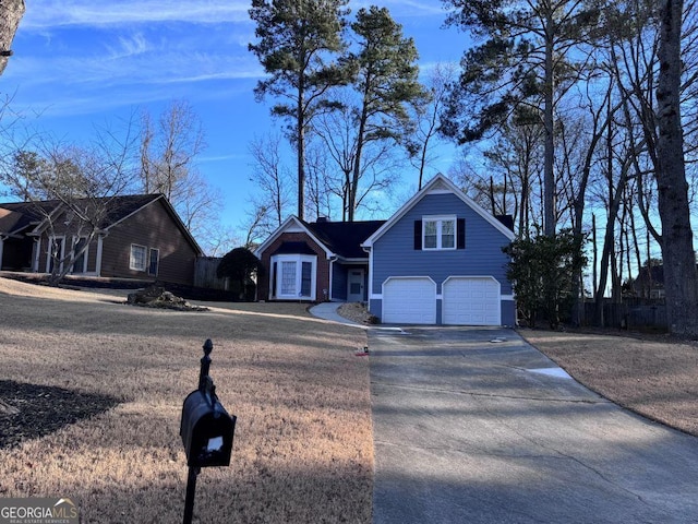 view of front of property with a garage