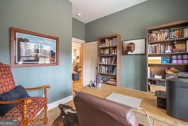 office area featuring light wood-type flooring