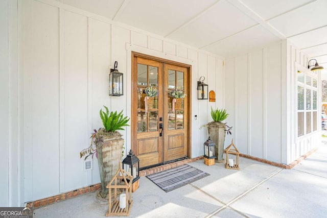 property entrance with french doors