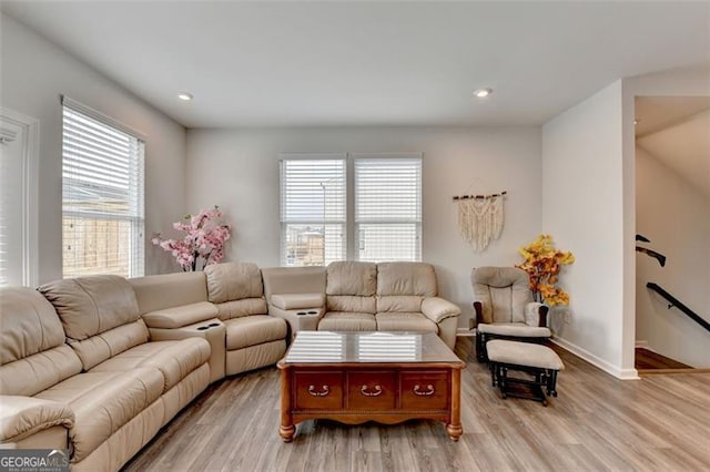 living room featuring light hardwood / wood-style flooring