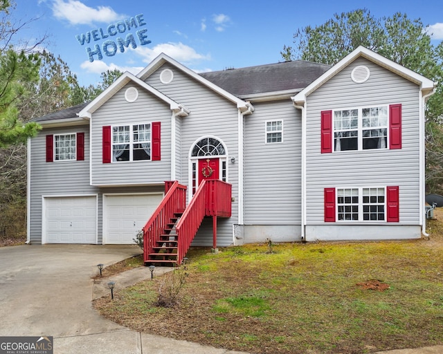 bi-level home with a garage