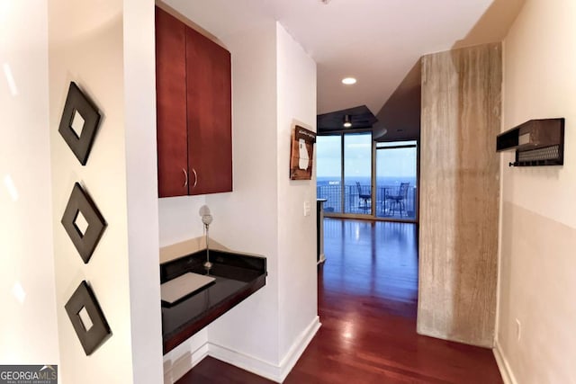 400 W Peachtree St NW Unit 3216, Atlanta, GA 30308 - hallway with recessed lighting, dark wood finished floors, and baseboards