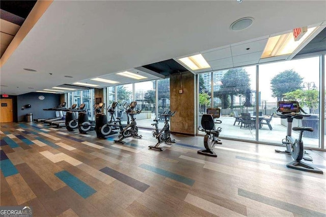 400 W Peachtree St NW Unit 3216, Atlanta, GA 30308 - exercise room featuring floor to ceiling windows