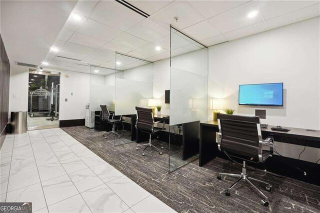 400 W Peachtree St NW Unit 3216, Atlanta, GA 30308 - office area with marble finish floor, a high ceiling, visible vents, and a drop ceiling