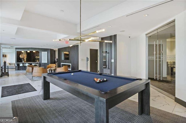 400 W Peachtree St NW Unit 3216, Atlanta, GA 30308 - rec room featuring marble finish floor, billiards, and recessed lighting