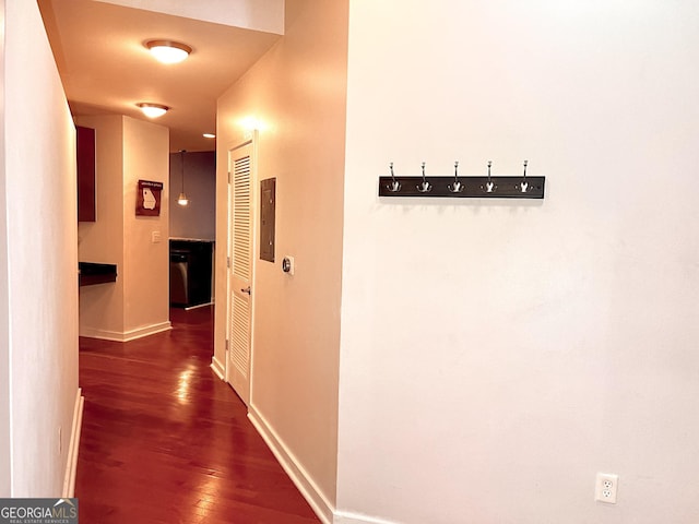 400 W Peachtree St NW Unit 3216, Atlanta, GA 30308 - hallway with baseboards and wood finished floors