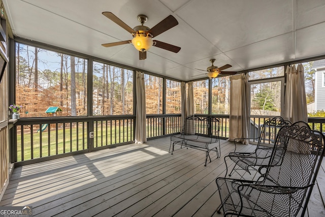 view of unfurnished sunroom