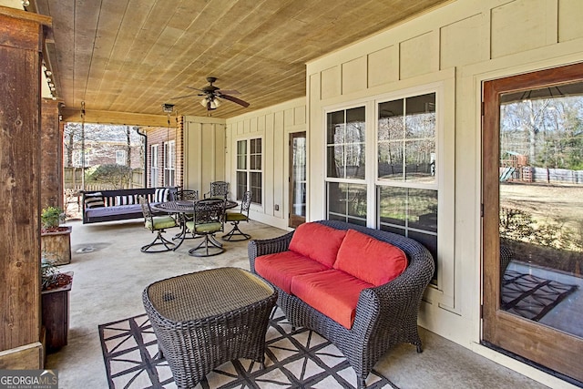 view of patio / terrace with outdoor lounge area and ceiling fan