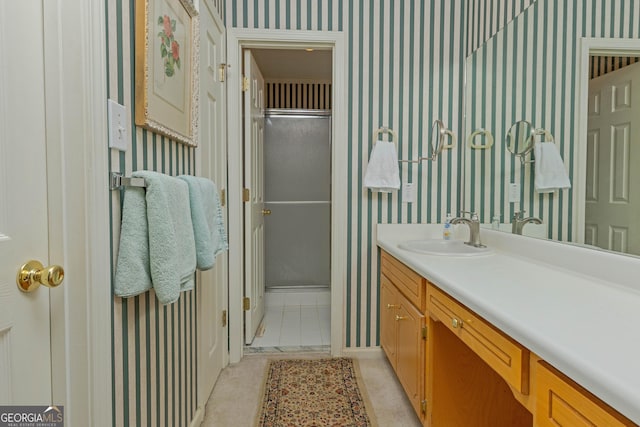 bathroom featuring vanity and tile patterned floors