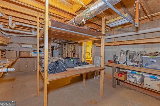 basement with water heater