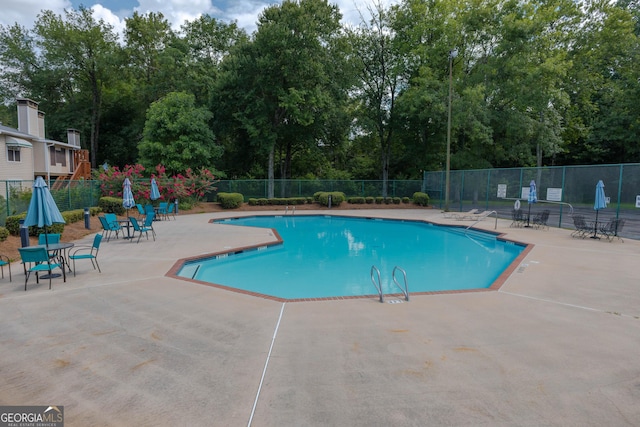 view of pool featuring a patio area